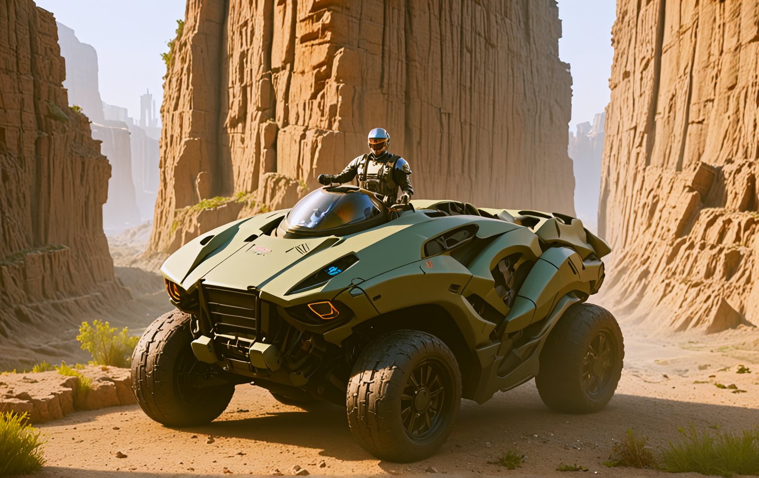 Masterpiece, 4k, High Resolution, Octane Render, Unreal Engine 5, Award Winning, Dramatic Lighting, Intricate, 8k Highly Professional Detail, HDR, Smooth, Sharp Focus, Illustration, Unreal Engine 5, Octane Render, Cinematic Light, dynamic volumetric lighting, Off-road suspension,baja, Armored vehicle,suv, all-terrain vehicle, concept, science fiction, (f150:0.2),oshkosh m-atv jltv,humvee, Knight XV ,future,c_car,JB64,TechStreetwear,ROBOT,exosuit,tactical gear,vehicle