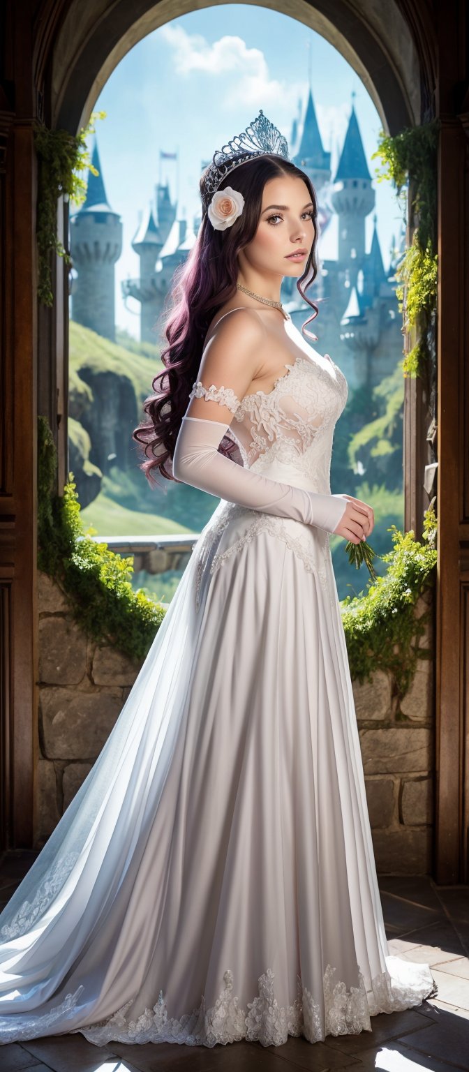  looking away, beautiful profile.

In a whimsical, dreamlike setting, the pink-haired and eyed princess wears a white rose-themed gown, her long hair flowing gently behind her. A soft, magical glow illuminates her delicate features as she stands in the midst of an enchanted forest, surrounded by glowing flowers and fluttering butterfly accessories. Delicate butterfly wings sprout from her crown, and a gentle breeze rustles the petals of an enchanting rose at her feet. Fairytale castles cast majestic shadows in the distance, and magical creatures frolic in the whimsical landscape. Ethereal beauty emerges from this masterpiece of fantastical art, crafted with ultra-fine precision by Angela White. pit, thin, illustration,angelawhite