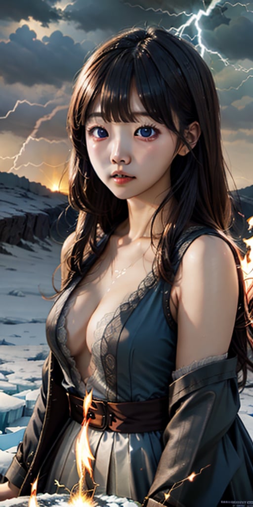 a cute korean large-eyed girl, slender face, bangs,  
archon, archon clothes, newtype, supernatural, elemental, fire magic, wind magic, water magic, ice magic, lightning magic, holy magic, dark magic, swirling ether, (style-swirlmagic:0.8), 
masterpiece, best Quality, Tyndall effect, good composition, highly details, warm soft light, three-dimensional lighting, volume lighting, Film lighting, cinematic lighting,