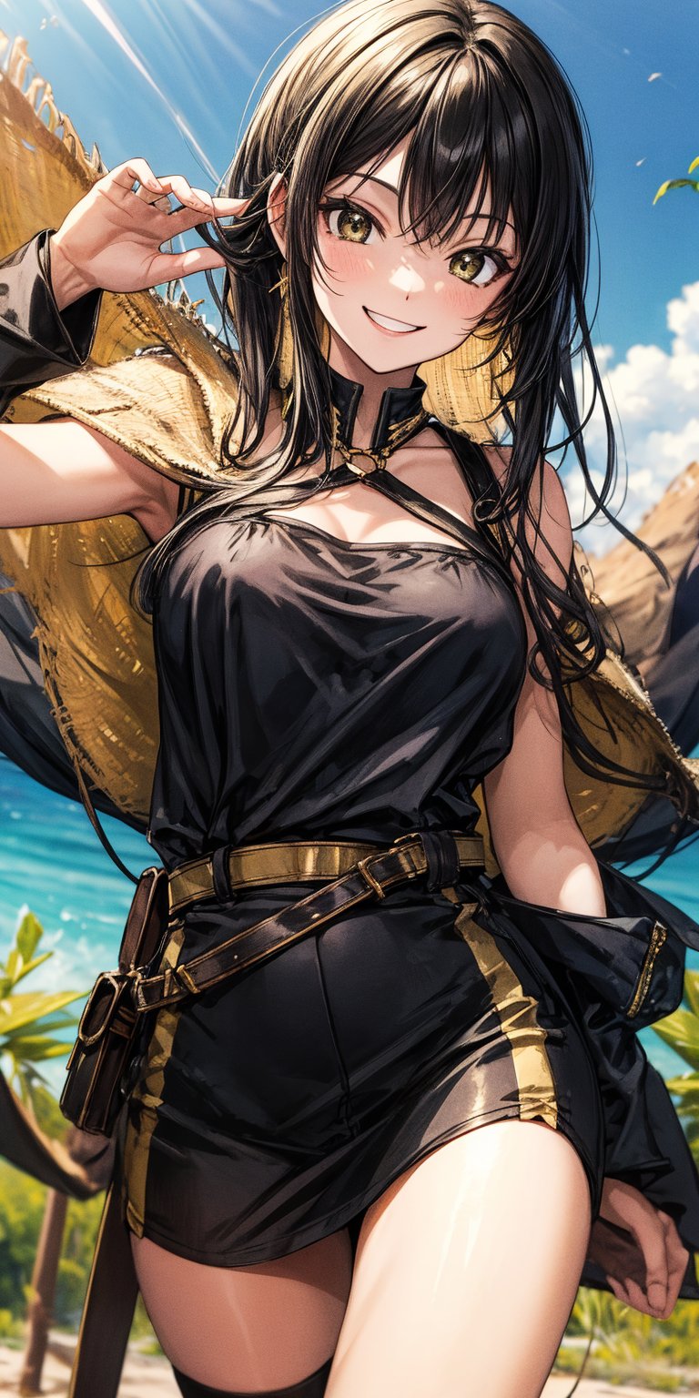 black, gold, summer afternoon, exciting smile, hunting