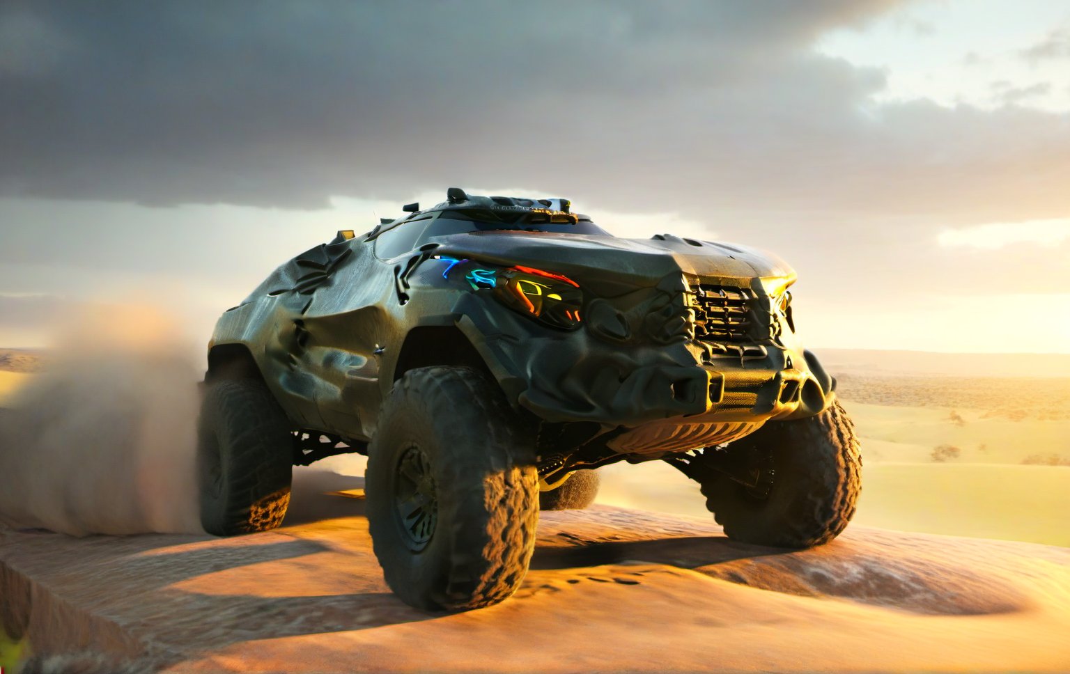 Masterpiece, 4k, High Resolution, Octane Render, Unreal Engine 5, Award Winning, Dramatic Lighting, Intricate, 8k Highly Professional Detail, HDR, Smooth, Sharp Focus, Illustration, Unreal Engine 5, Octane Render, Cinematic Light, dynamic volumetric lighting, Off-road suspension,baja, Armored vehicle,suv, all-terrain vehicle, concept, science fiction, (f150:0.2),oshkosh m-atv jltv,humvee, Knight XV ,future,c_car,JB64,TechStreetwear,ROBOT,exosuit,LegendDarkFantasy,monster