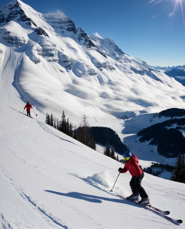 skiing, Swiss Jungfrau background 