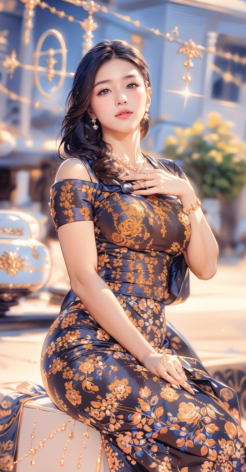 
huge breasts(masterpiece, best quality, ultra high res, photorealistic, realistic, raw photo, real person, photograph), (amazing, finely detail, an extremely delicate and beautiful,oncept art), intricate detail, professional, official art,1girl, long curly hair, thigh, full body, Sexy, summer dress, (white floral print), mellow, big Chest, big, butt, (modern fashion background:1.2), studio, luxury, gorgeous, JoJo pose, Rings, earrings, necklace, bangle, closed smile,(neon:1.2), Low shutter, most beautiful artwork in the world, aesthetics, atmosphere, dynamic Angle,huge breasts,acmm ss outfit,standing,((full_body)),in the garden;