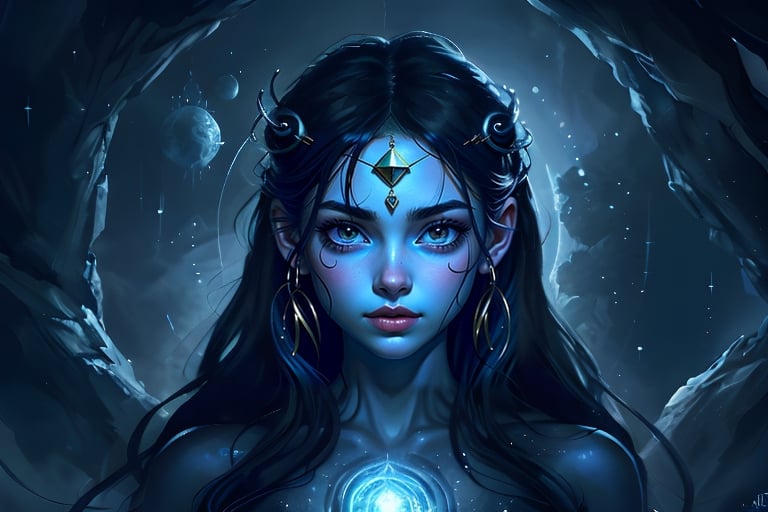 A girl full of wisdom, with eyes that betray a knowing look of all things, her expression very stern and cold.
Surrounded by celestial bodies.
In the Cthulhu Mythos, Yog-Sothoth is depicted as a being beyond time and space, possessing boundless wisdom and power. Yog-Sothoth can be seen as a unifying force because he has insight into all things, whether past, present, or future, and can understand and intervene in them.

Yog-Sothoth's existence is not limited to specific time or space; he can traverse dimensions and is connected to all things in the cosmos. Described as a supernatural entity, his power and wisdom far exceed human comprehension; he possesses the ability to both create and destroy.

In the Cthulhu Mythos, Yog-Sothoth is often portrayed as a profound and awe-inspiring presence, injecting depth and mystery into the entire mythology. His influence pervades the entire mythological world, profoundly affecting the fate of humanity and all beings,k41f,Young beauty spirit ,Best face ever in the world.,Best face ever in the world