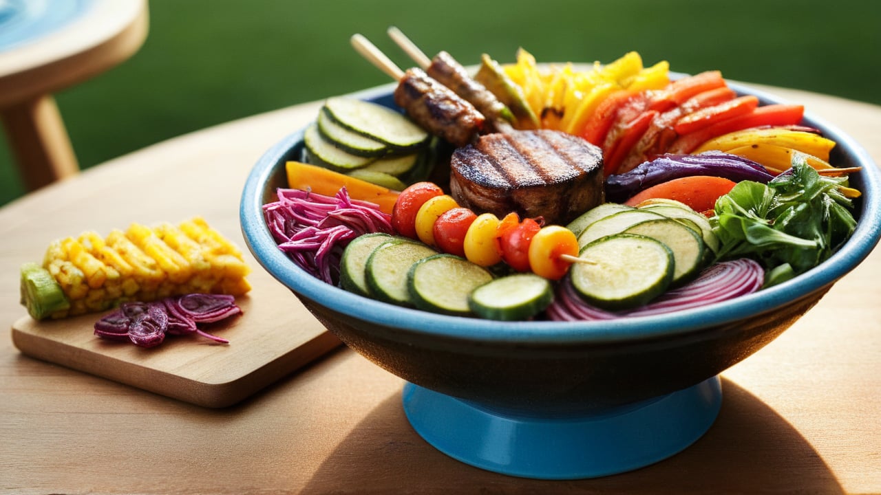 /create prompt:A tiny barbecue grill next to a giant bowl filled with colorful vegetable slices. Miniature skewers emit a savory aroma over the coals. The grill's surface shows detailed grill marks, and the bowl's edge has fine patterns. Captured in a macro shot, highlighting the size contrast between the grill and the bowl with a tilt-shift effect. -neg opposite of uniform-sized objects -camera zoom in -fps 24 -gs 16 -motion 1 -Consistency with the text: 22 -style: HD movies -ar 16:9
