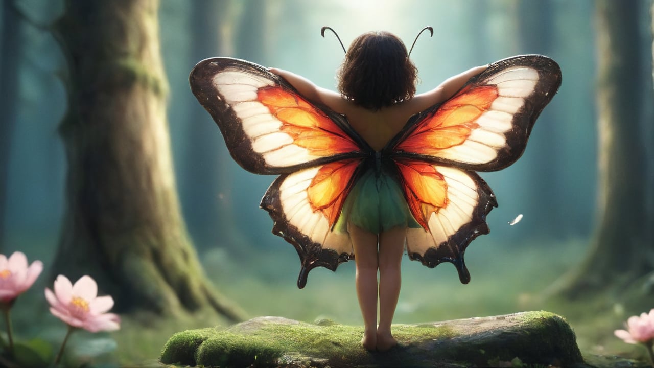 flower, wings, tree, human butterfly wings, bug, butterfly, nature, forest, fly, butterfly wings
