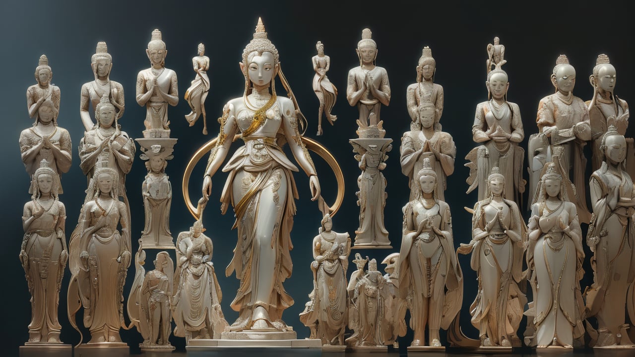 standing, whole body, head, feet, floor, sky, front, complete.
Buddhist Sutra Avalokitesvara Zizai Pumen