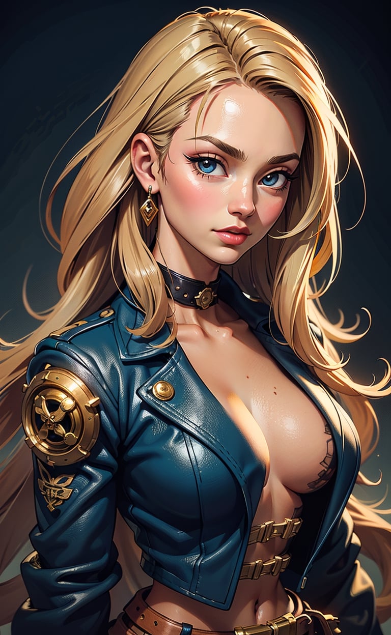 1girl, steampunk style, flowing blonde hair, boots,  detailed steampunk background, (masterpiece, top quality, best quality, official art, beautiful and aesthetic:1.2), extreme detailed, cinematic Lighting, ethereal light, intricate details, extremely detailed, incredible details, full colored, complex details, hyper maximalist, gorgeous light and shadow, detailed decoration, detailed lines. masterpiece, best quality, HDR, UHD, fair skin, beautiful face,Color Booster,edgKM