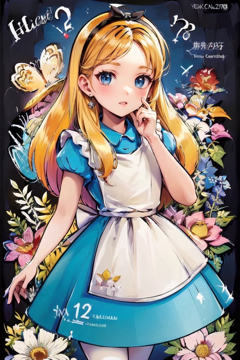 1 girl, blue dress, white apron, black hairband, garden tea party, pastel colors, extremely detailed, incredible details, full colored), complex details, hyper maximalist, detailed decoration, masterpiece, best quality, looking at the camera, fair skin, beautiful face, AliceWonderlandWaifu,Nice legs and hot body,magazine cover