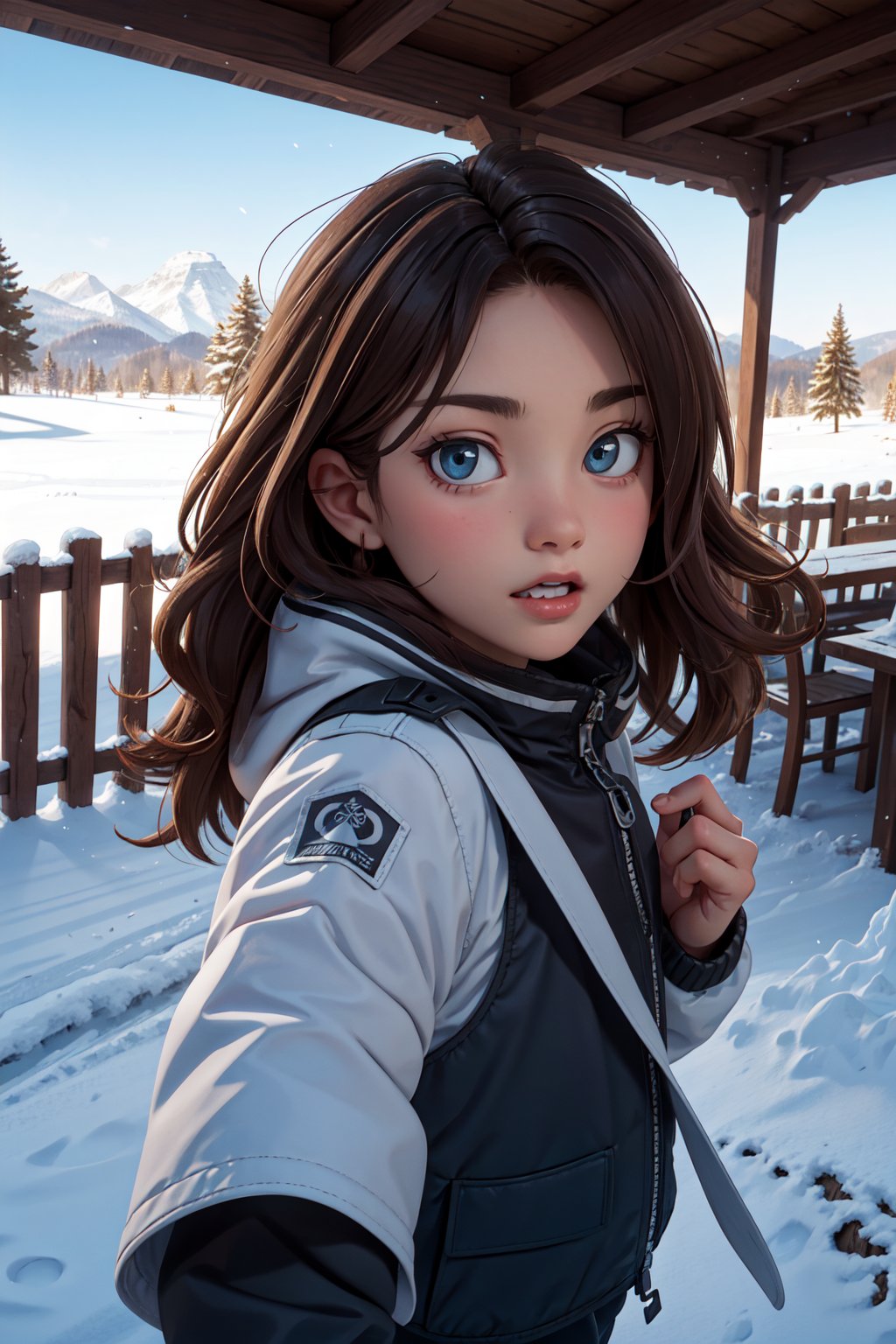 Selfie shot Beautiful brunette with blonde highlights takes a selfie photo, complete body, im gebirge, wearing a winter ski outfit ,im winter schnee urlaub,al fresco, wirkliches Leben nature, Highly detailed, 22 Jahre alt, Unschuldiges Gesicht, Natural wavy hair, blaue Augen, high resolution, Meisterwerk, best quality, Komplizierte hohe Detailgenauigkeit, Highly detailed, Scharfer Fokus, Detaillierter Skin, realistic skin Textur, Textur, Detaillierte Augen, Professionell, 4K, charming smile, aufgenommen mit Canon, 85mm, light depth of field, Kodak Vision Farbe, Perfectly fitting body , Extrem detailliert, Fotografie_\(Ultra\), fotorealistisch, realistisch, Nachbearbeitung, Maximale Details, Rauhigkeit, wirkliches Leben, shot on Kodak Gold 400
