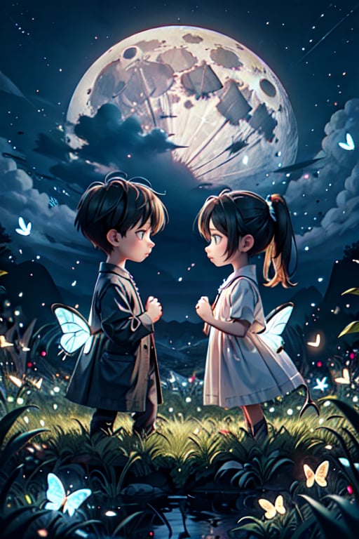 moon butterflies two people 