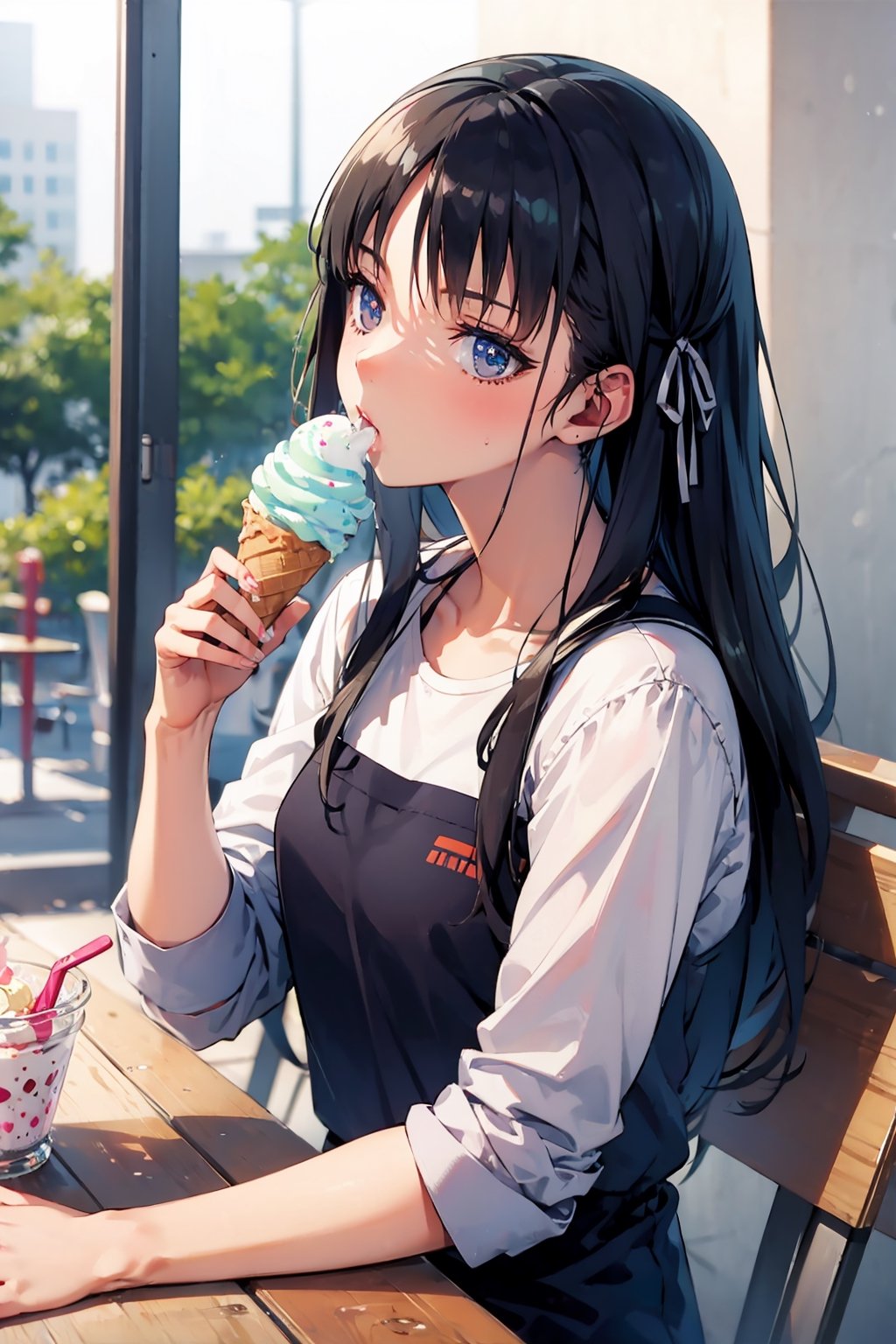 eating icecream,