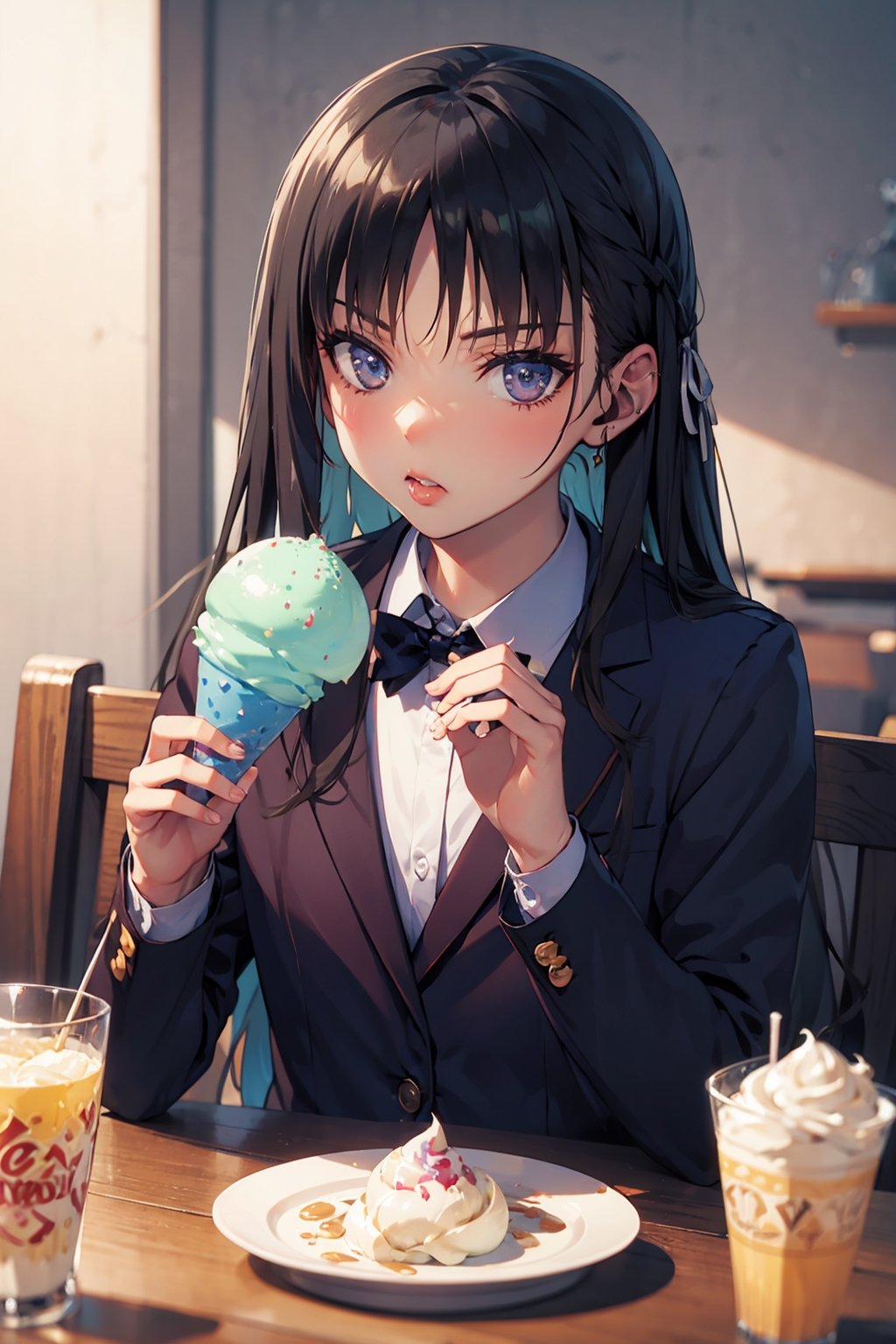 eating icecream,