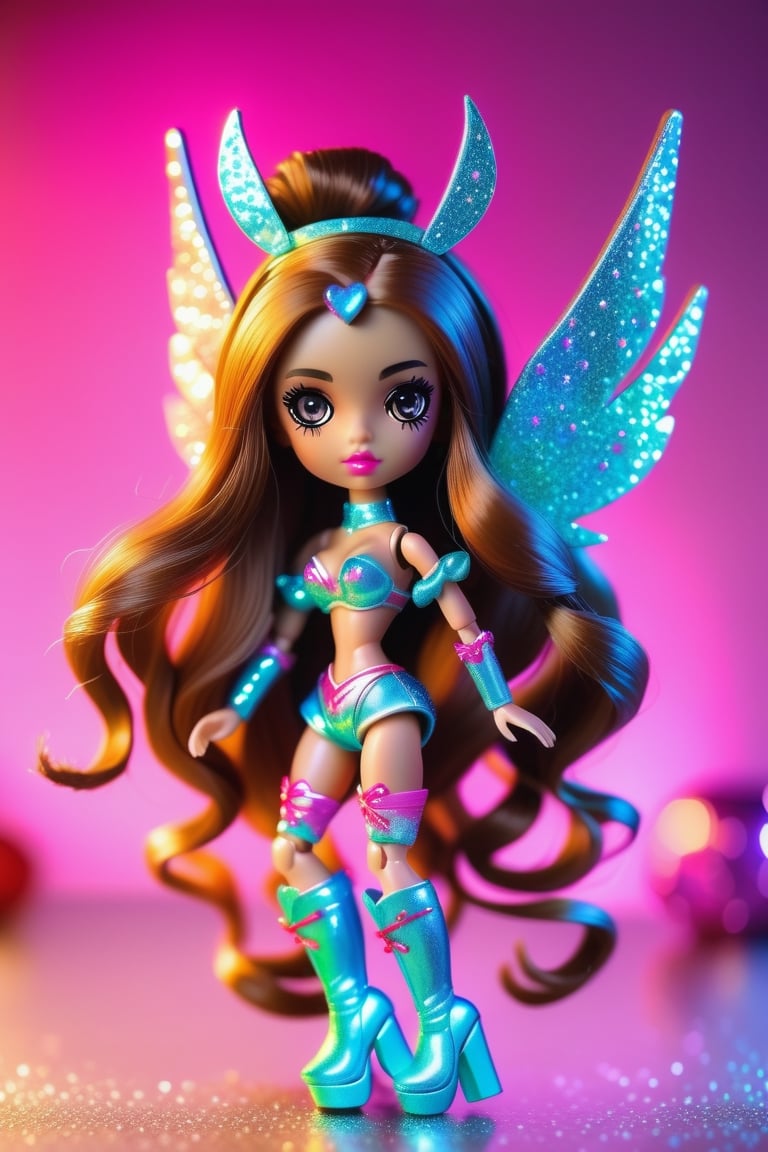girl toy doll nerdoid style , glitters and shine 