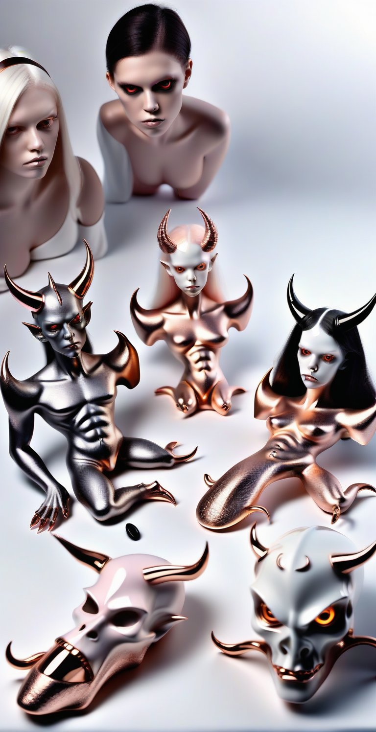 demon models albino, all in rose gold, nacar and onix shine