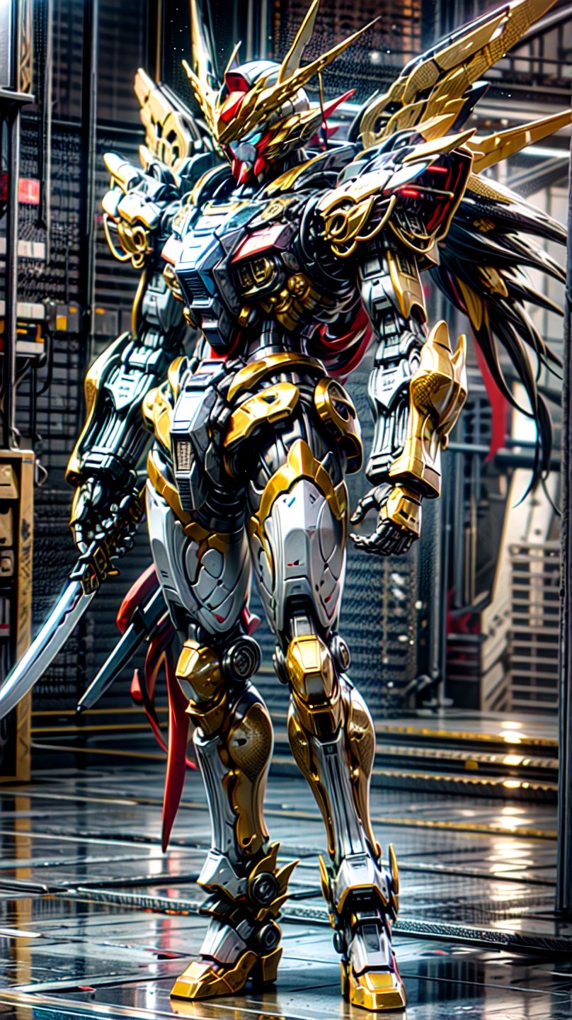 wide full body shot,mecha,engineering map,More Detail,glossy skin,
High resolution, high definition, high quality, high detail,black color Gundam Knight,gundam focus,BJ_Gundam, military backpack,gubdam ,Black And Gold Mix colour ,realistic,full body , battle action,blade ,big blade ,holding blade, ninja  style Gundam,((full_body))