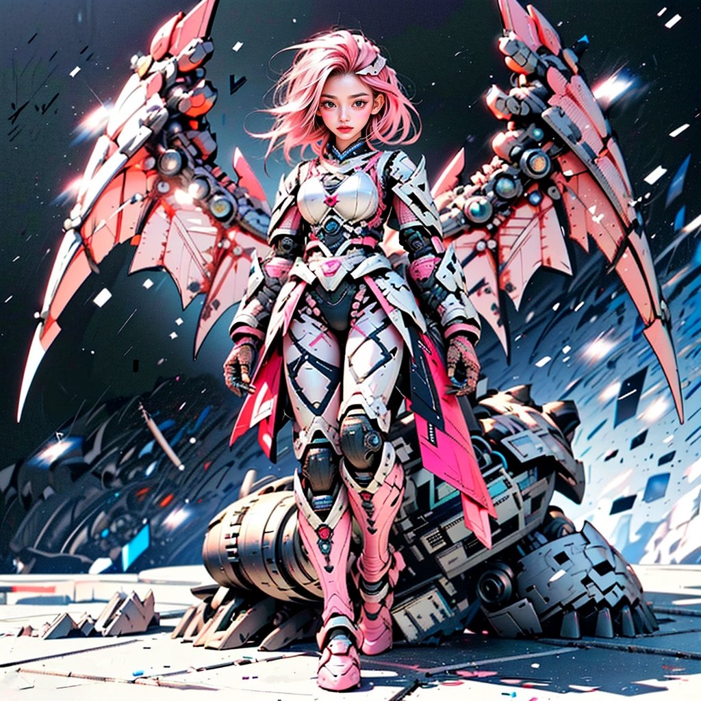 4k,ultra detailed, best quality, masterpiece, 20yo 1sexy girl, ((Full body armor,complex multi-layered mecha armor, scale armor, many complex armor elements, ultra light tight armor, no helmet, insane detail full leg armor)) ((( long wings ,1pink other is sliver)))

golden hair, long hair, (Beautiful and detailed blue eyes),
Detailed face, detailed eyes, double eyelids, real hands, ((short hair with long locks:1.2)), black hair, black background,


real person, color splash style photo,
,dragon ear,cool