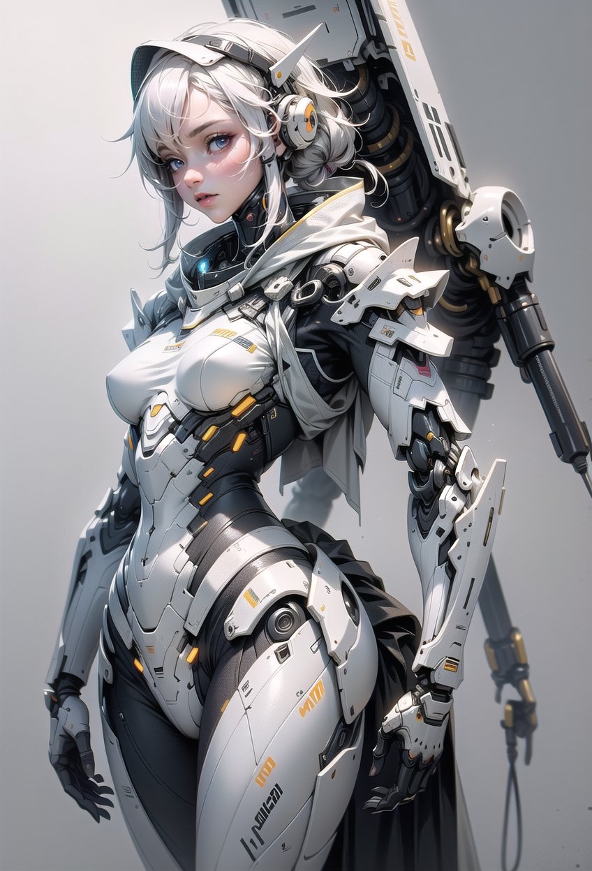 Arafed Woman in a futuristic suit posing for a photo, in white futuristic armor, girl in mecha cyber armor, Unreal Engine Rendering + a goddess, Porcelain cyborg armor, shiny white armor, gynoid cyborg body, Beautiful and attractive female cyborg, Different cybersuits, Beautiful female cyborg, beautiful white cyborg girl, With futuristic armor, Perfect female cyborg