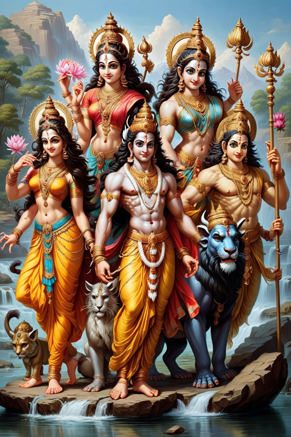 Six Hinduism deities. Surya, Parvati, Hanuman, Lakshmi, Vishnu, and Indra. · Shiva (left), Vishnu (middle), and Brahma (right) · The ten avatars of Vishnu, ( ...
‎List · ‎Ishvari · ‎Bhagavati
 Poor indian family, child_and_parent, river, farm