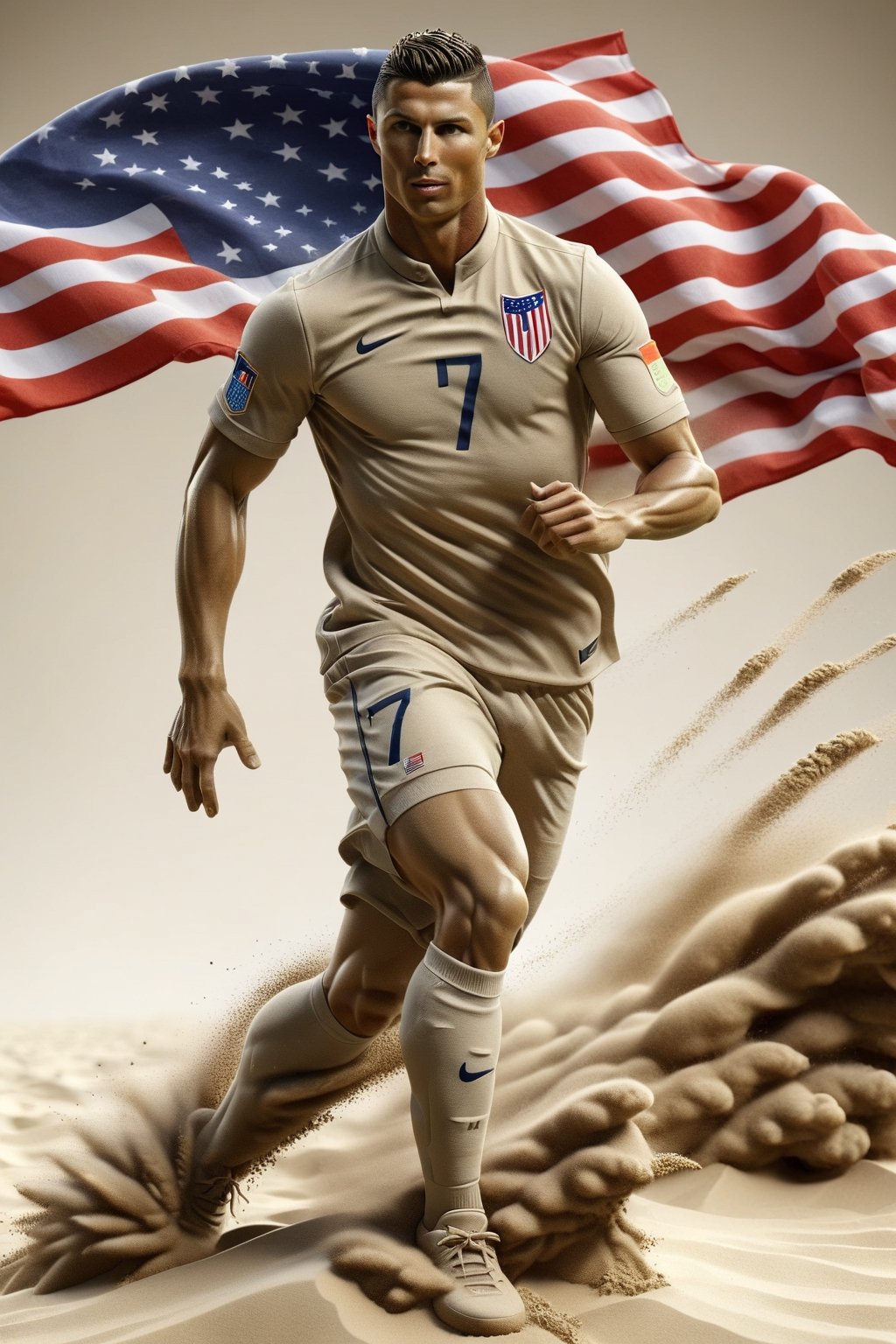 CR7, USA flag,ral-sand