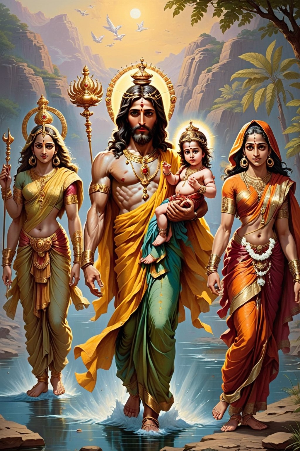 Jesus also referred to as Jesus Christ, Jesus of Nazareth, and many other names and titles, was a first-century Jewish preacher and religious leader.Six Hinduism deities. Surya, Parvati, Hanuman, Lakshmi, Vishnu, and Indra. · Shiva (left), Vishnu (middle), and Brahma (right) · The ten avatars of Vishnu, ( ...
‎List · ‎Ishvari · ‎Bhagavati
 Poor indian family, child_and_parent, river, farm