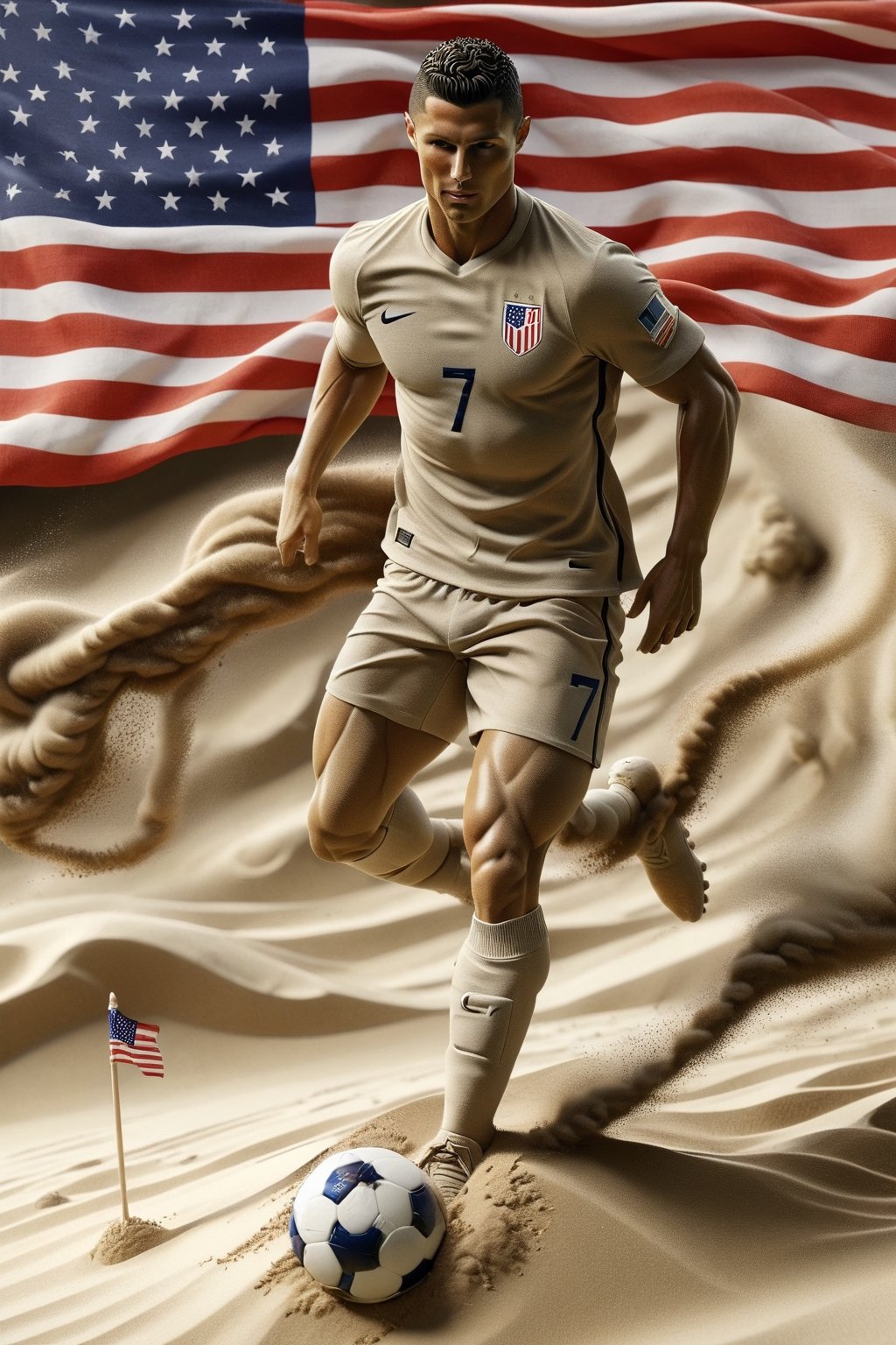 CR7, USA flag,ral-sand