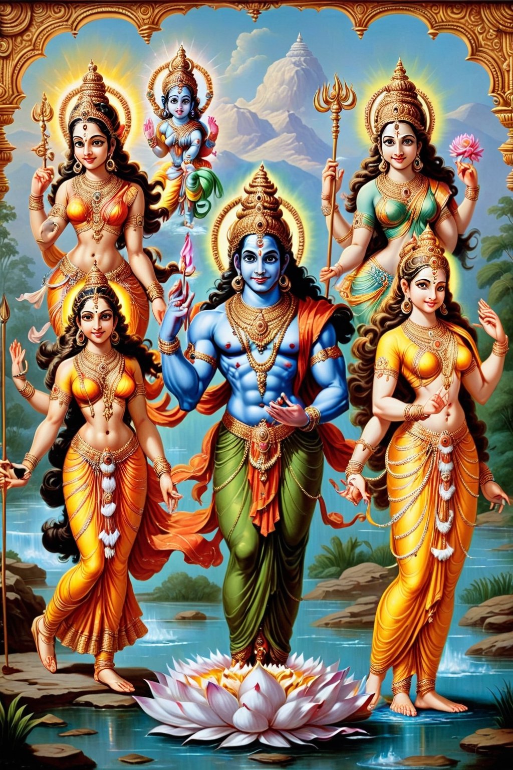 Six Hinduism deities. Surya, Parvati, Hanuman, Lakshmi, Vishnu, and Indra. · Shiva (left), Vishnu (middle), and Brahma (right) · The ten avatars of Vishnu, ( ...
‎List · ‎Ishvari · ‎Bhagavati
 Poor indian family, child_and_parent, river, farm