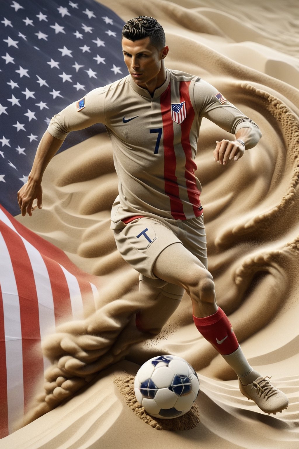 CR7, USA flag,ral-sand