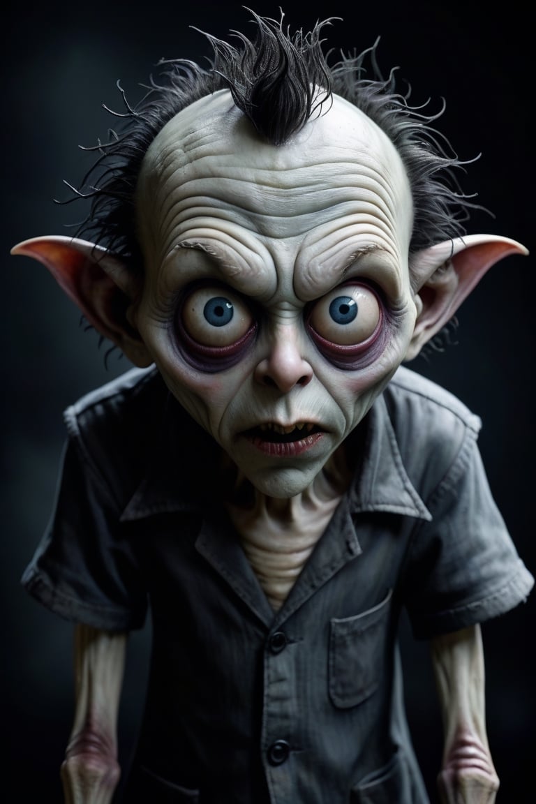 (Hyper Realistic), highest quality photos , 16k,HD,scary mosters in tim burton style.webp in perfect clarity and amazing detail