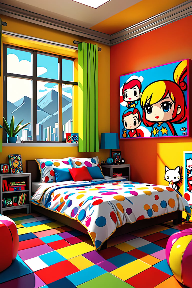 bedroom, indoor, pov shot, [3D:7], [pop art:2], masterpiece, best quality, highres,SDXL,scenery,ADD MORE DETAIL,chibi