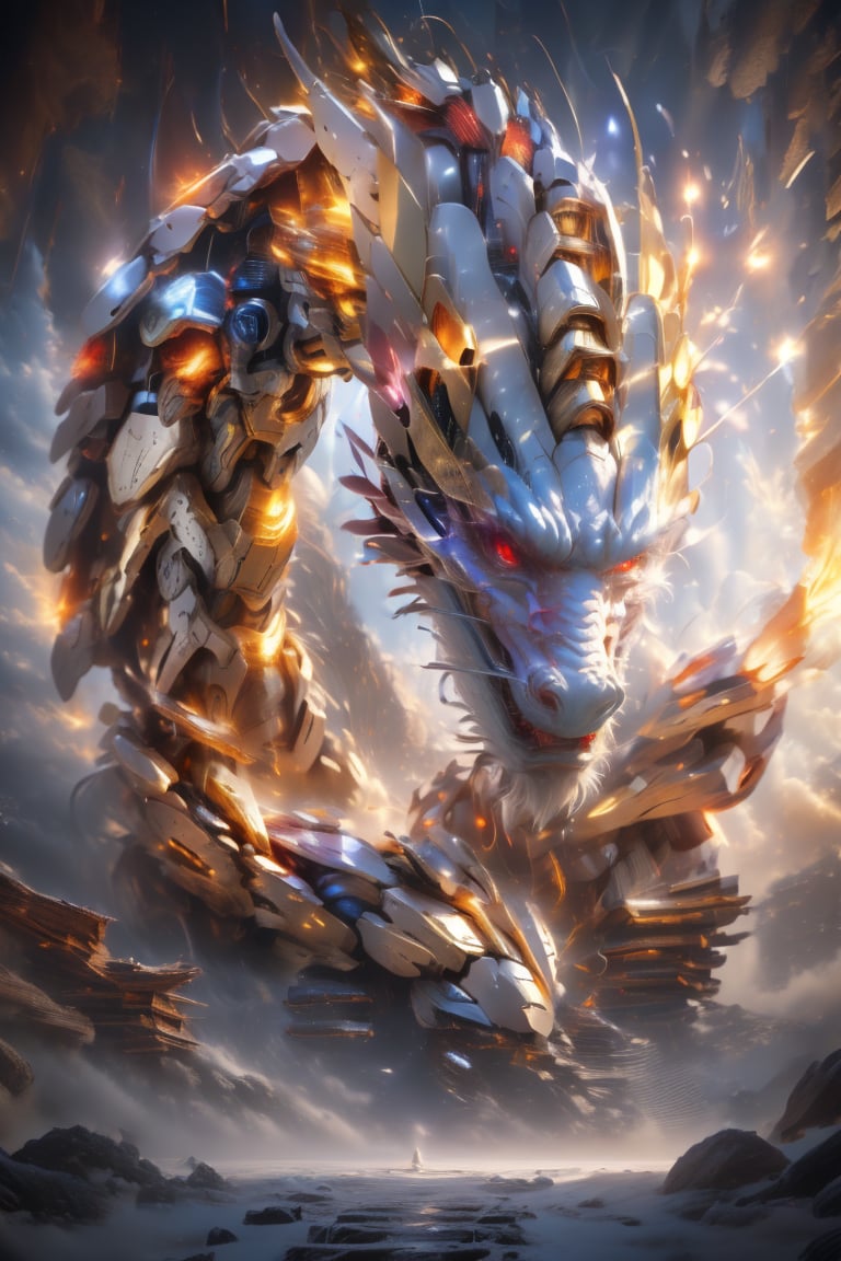 
,mecha,mecha dragon,glowing forehead