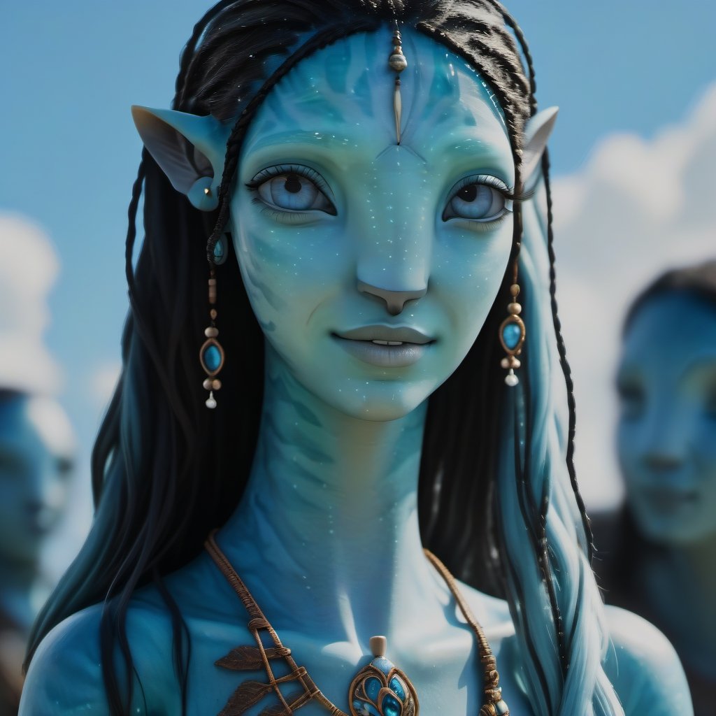 female woman skin blue sky eyes blues square nose wite hair Metkayina Avatar