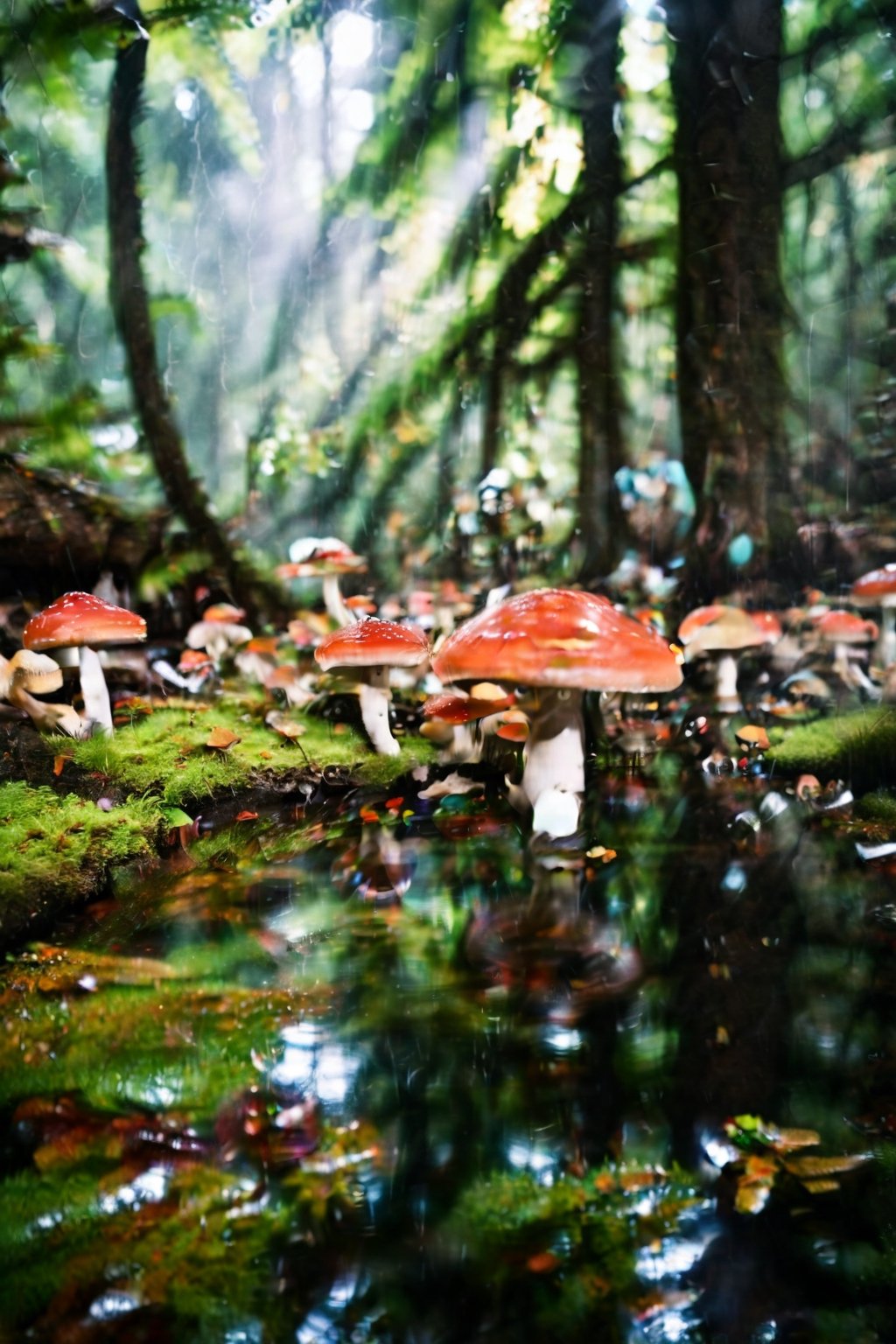 nature background, landscape, distortion, blur, meme, dreamcore, desaturation , brightness, chromatic distortion,analog photography, camera lens distortion, fantastic, daydream, liminal spaces, dreams, realistic nature, analog record, rain forest, cursed, mushroom effect, lysergic