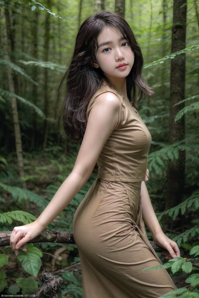 {{best quality}}, {{masterpiece}}, {{ultra-detailed}}, {illustration}, {detailed light}, {an extremely delicate and beautiful}, a girl,  messy floating hair, ,beautiful girl posing in winding, forest , army_dress