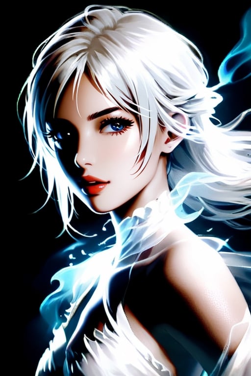 final fantasy,realistic,minimalism style,ghostly beauty,natural skin texture