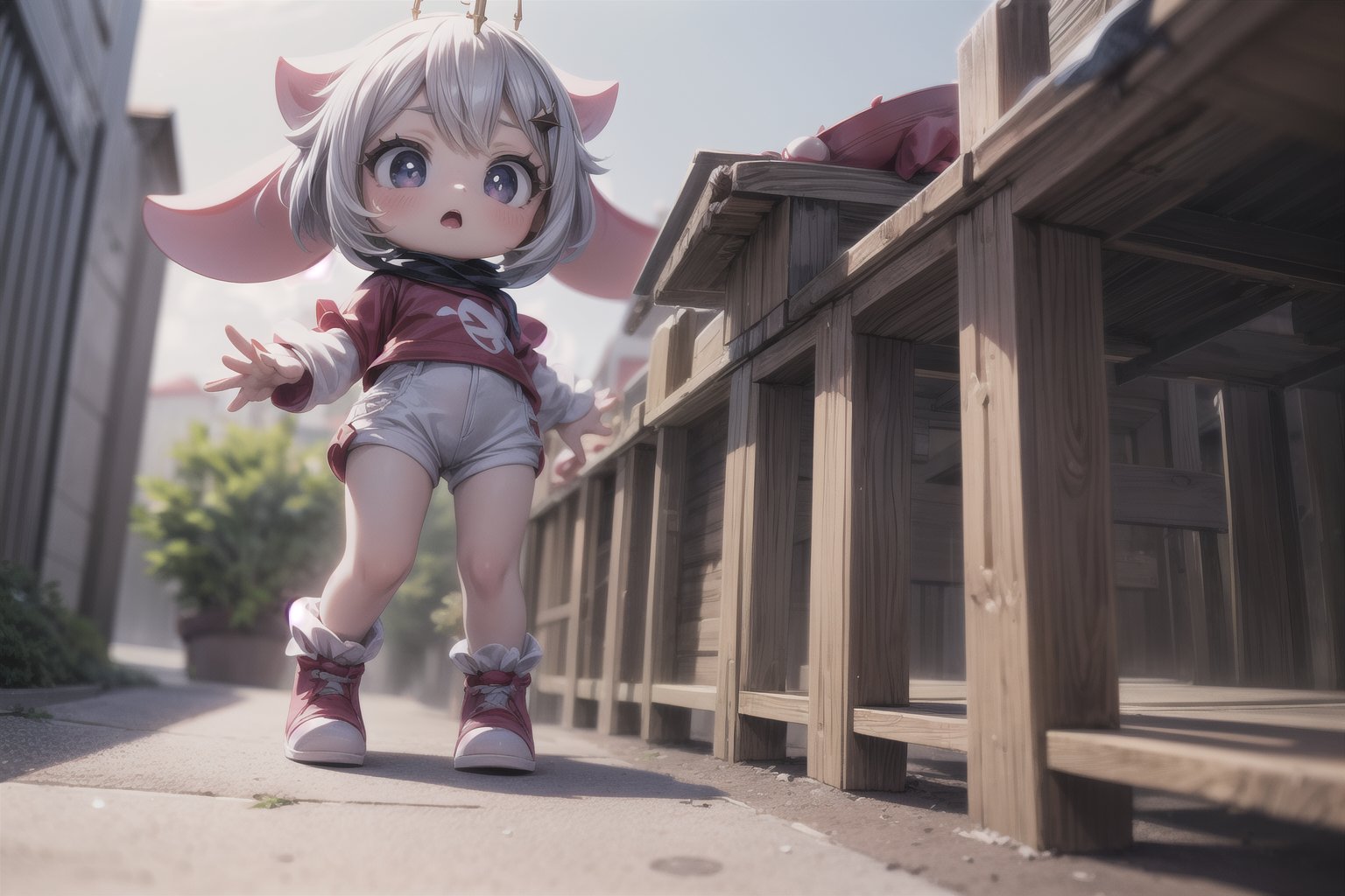 littlest paimondef, little (full body view of lora:paimon-000004:1), (masterpiece), best quality, HDR, 32k UHD, Ultra realistic, highres, highly detailed, ultra_hd, high resolution, ultra_detailed, hyper realistic, extemely detailed background, detailed_background, complex_background, depth_of_field, extremely detailed and complex, outdoor, littlest (Amy Rose), show yourself as (Amy Rose), show me your (Amy Rose) costume, creating an atmosphere in Mobius, creating an atmosphere at Mobius,