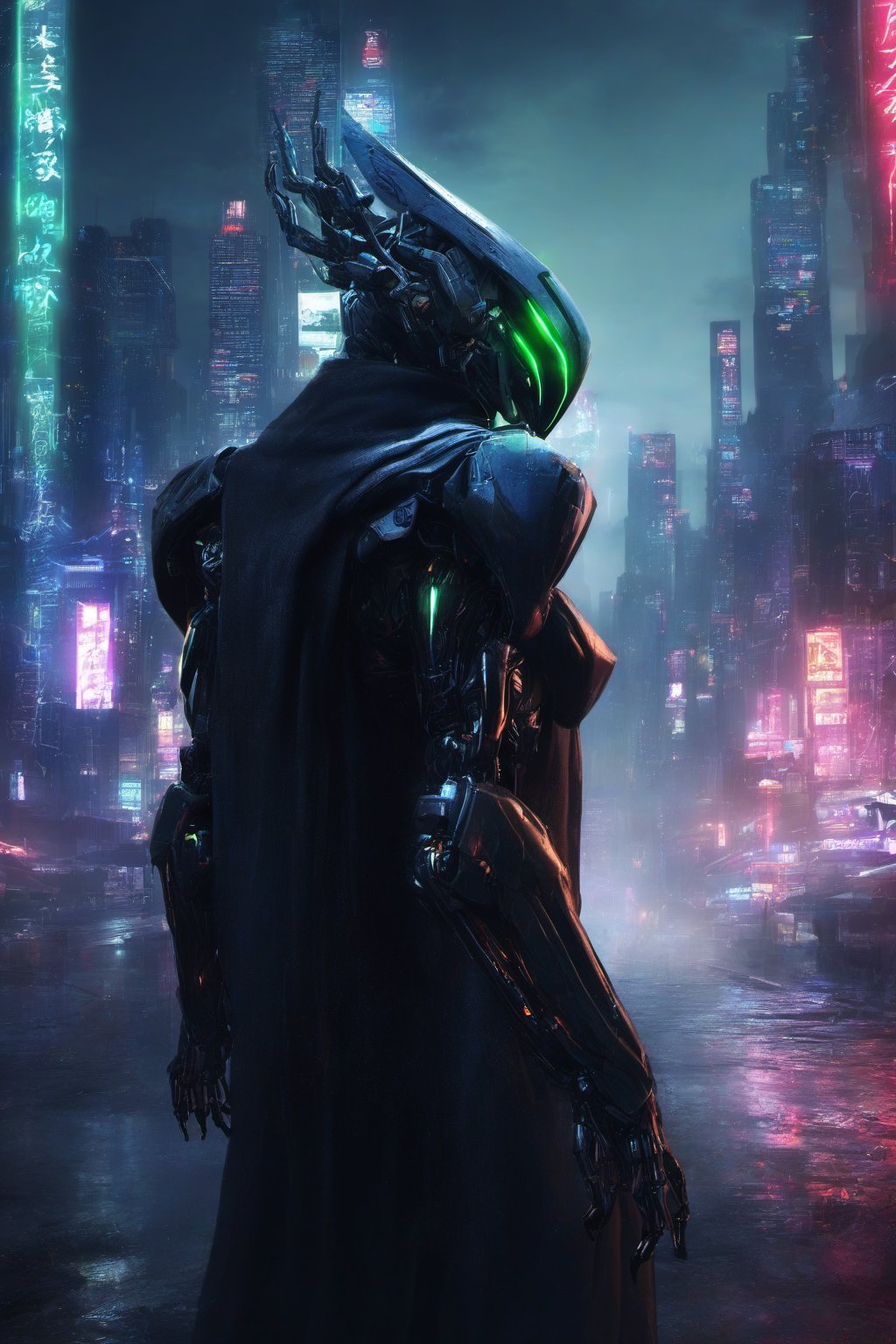 Mantis Dark Hood cyborg Power Nightcity Cyber Black Robot Mecha Evil robot,background,night city ,background,night city