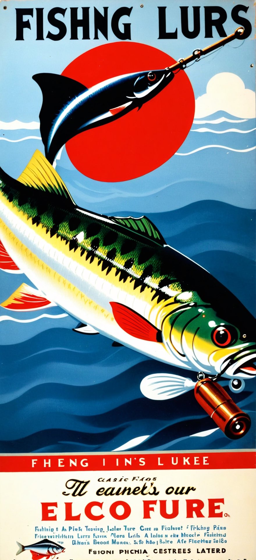 classic 1930’s advertisement for fishing lures 