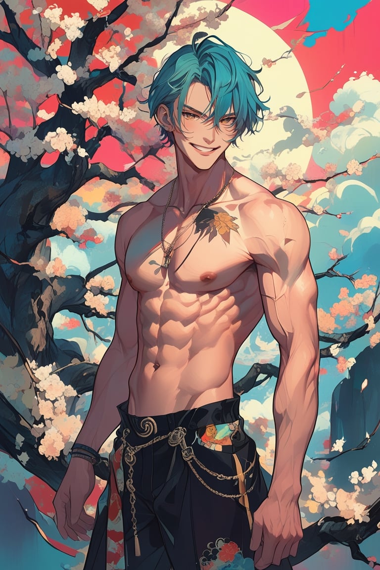1man, cowboy shot, slender and muscular,colorful hair, handsome, short hair, ear piercings, grinning, dynamic pose, gosurori, looking off camera, sadistic mood,
masterpiece, best quality, aesthetic,emo,scenery