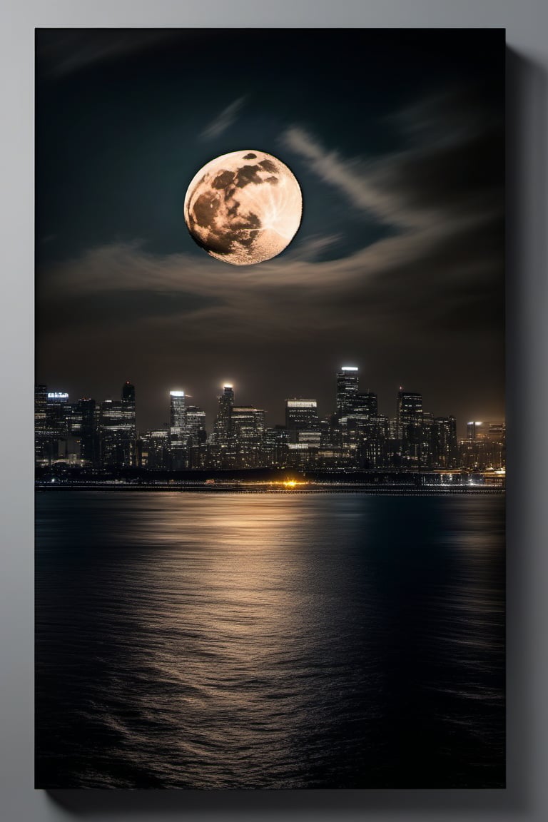 Against a velvety blackness of space, the full moon, \ illuminating the dark canvas. In the foreground, a cinematic masterpiece unfolds: a dramatic pose, bathed in soft, against a backdrop of wispy clouds and towering cityscapes. evoke depth and dimensionality. Shot on RAW, this stunning image is worthy of a movie poster.
shot from a freeway