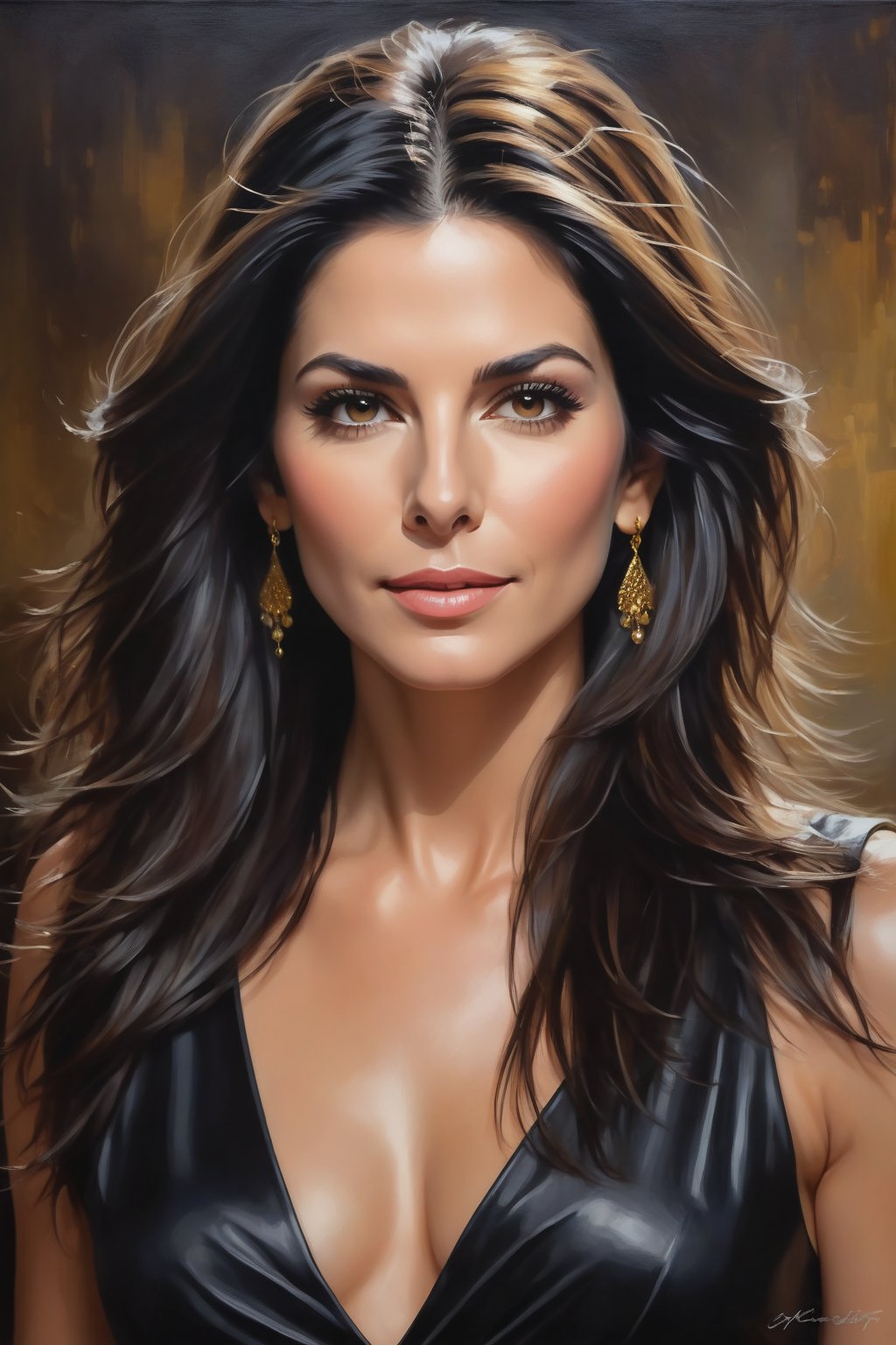 oil painting, heavy brushstrokes, paint drips, a breathtaking portrait of a Mozart, female, Sandra Bullock, composes a piece of music, action pose, medium long fuzzy hair, perfect symmetric eyes,gorgeous face,  rich, deep colors,layered image shaded by cells, golden ratio, award winning, professional,highly detailed, intricate, volumetric lighting, gorgeous, masterpiece, sharp focus, depth of field, perfect composition, award winner, artstation, acrylic painting create a hyper realistic vertical photo of Indian most attractive woman in her 40s, Trendsetter wolf cut black hair, 
