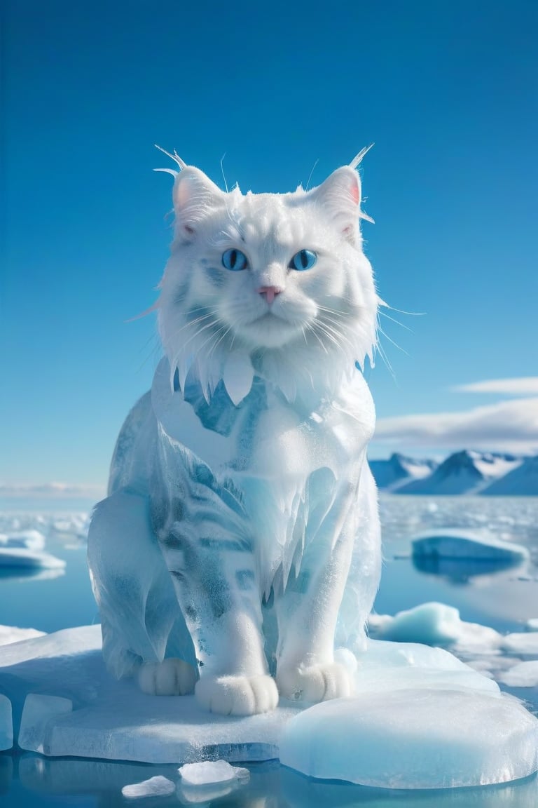 ice and cloud cat in the arctic with a clear blue sky