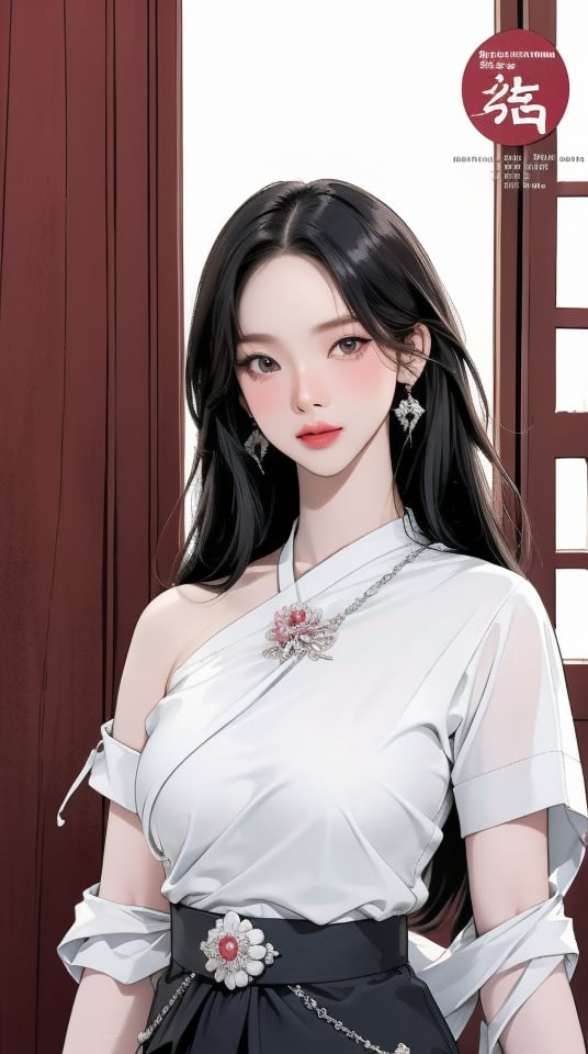 draning, a girl in Thai Traditional Outfit, In the style of Realistic drawing, Curled lines, Low Detail, Thai Temple background, Black and white, No Shading, magazine cover,ThaiDress