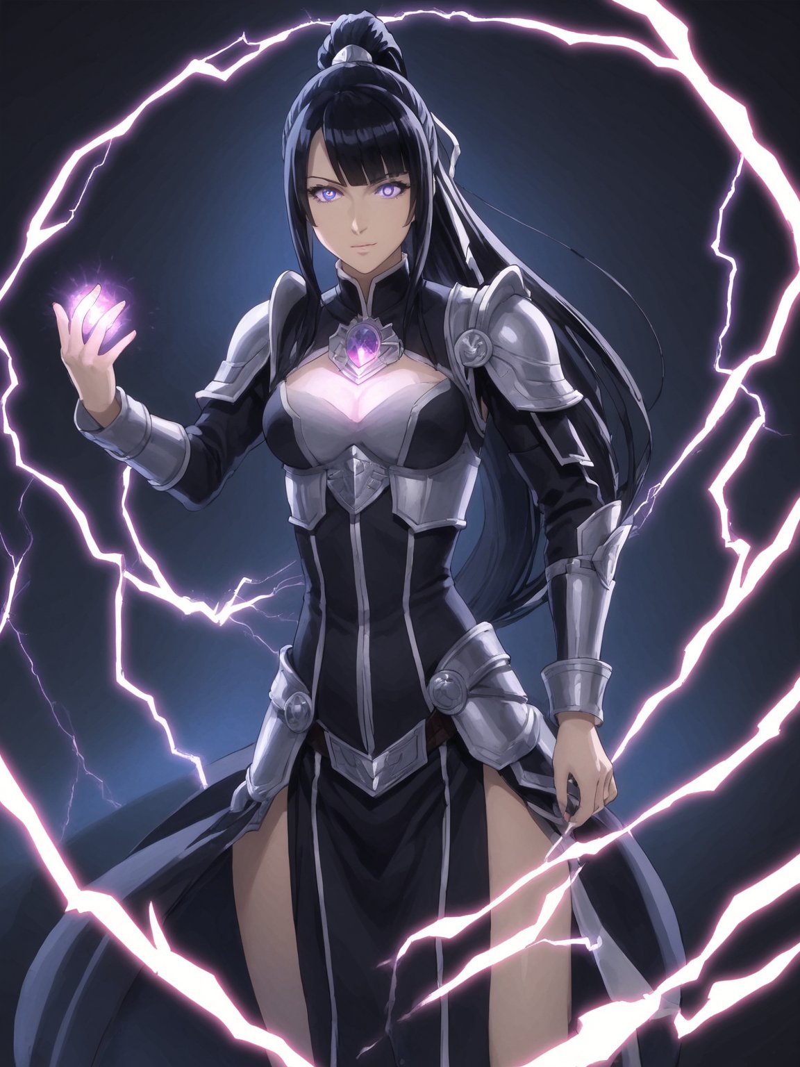 
1girl, solo,narberal gamma \(overlord\), long hair, black hair, glay eyes, bangs, ponytail, medium breats
,//Fashion, 

lightning magic charging, glowing magical runes, electric magic, lightning, 