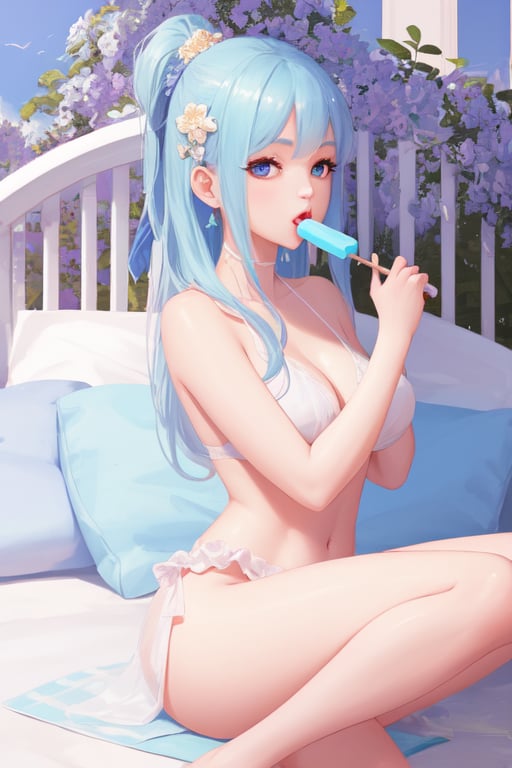 masterpiece,high quality,beautiful,fine design,8K,1girl,eating popsicles
