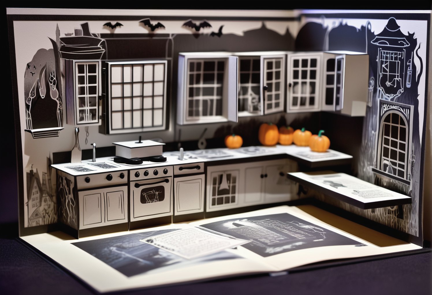 Pop-up book (Kitchen in a haunted house)