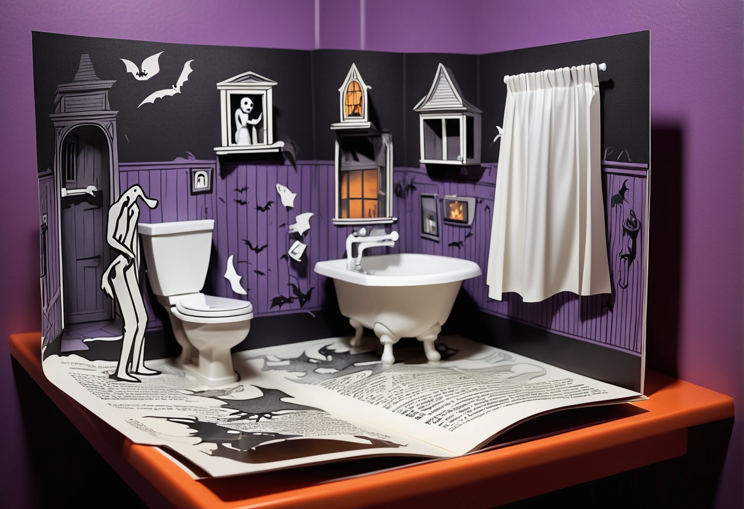 Pop-up book (bathroom in a haunted house)