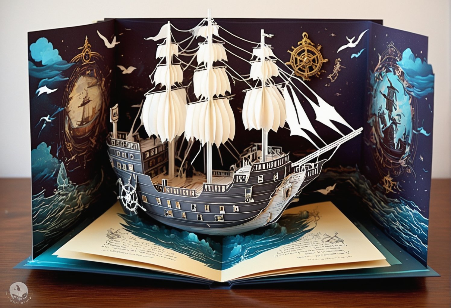 leogirl Pop-up book (Ghost ship)(Captain's room),LegendDarkFantasy
