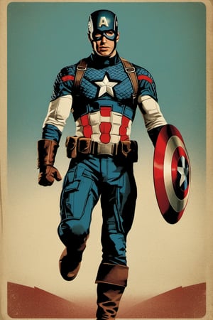 vintage poster style, (Playing cards), film still of Chris Evans as Captain America from Avengers, photorealistic, high_res