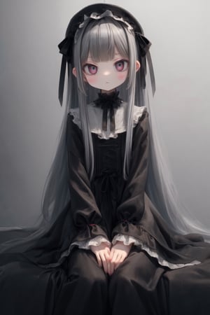 little girl,loli,
long hair,gray hair,
Gothic Lolita clothes,